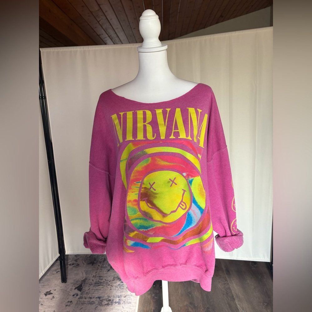 Urban Outfitters | Nirvana Pink Graphic Women's Sweater